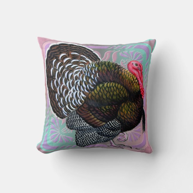 Turkey:  Floral Bronze Tom Cushion (Front)