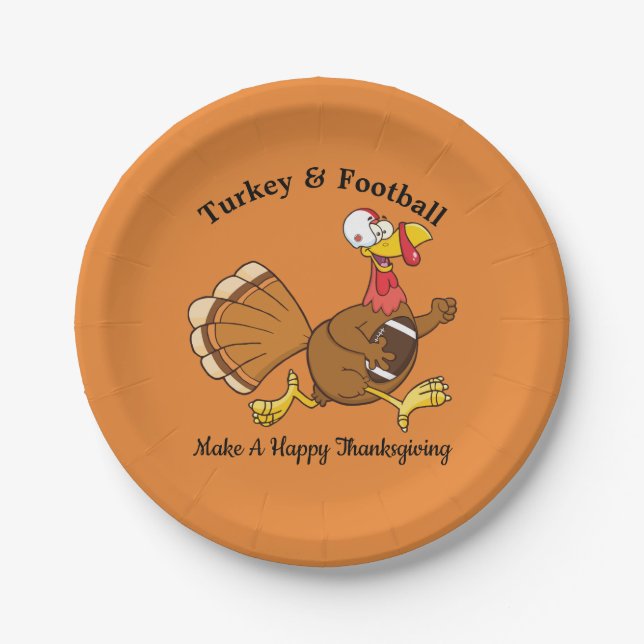 Turkey & Football Paper Plate (Front)