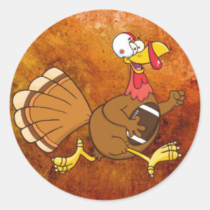 turkey football player classic round sticker
