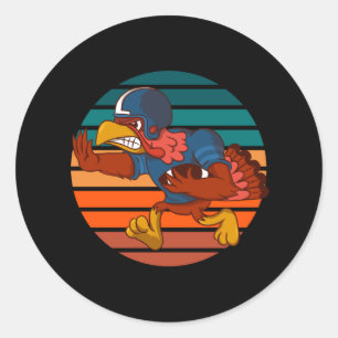 Turkey Football Player Retro Classic Round Sticker