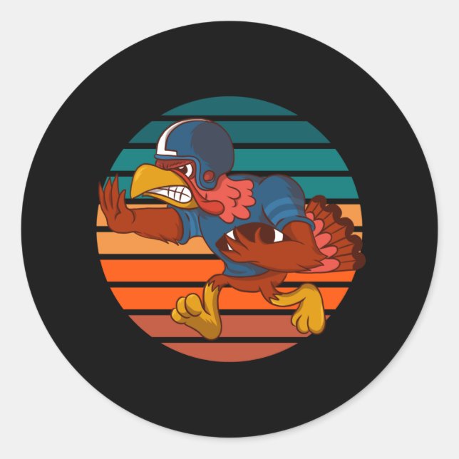 Turkey Football Player Retro Classic Round Sticker (Front)