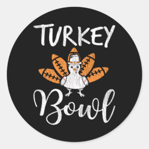 Turkey Football Thanksgiving Family Football Lover Classic Round Sticker