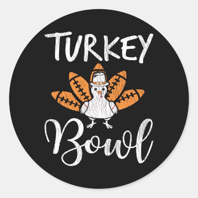 Turkey Football Thanksgiving Family Football Lover Classic Round Sticker (Front)