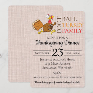 Turkey Football Thanksgiving Invitation
