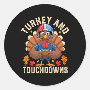 Turkey Football Toddler Kids Thanksgiving Shirts M Classic Round Sticker