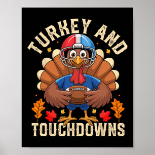 Turkey Football Toddler Kids Thanksgiving Shirts M Poster