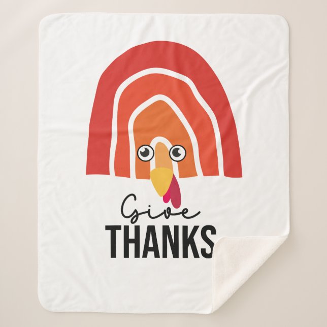 Turkey for Thanksgiving Sherpa Blanket (Front)