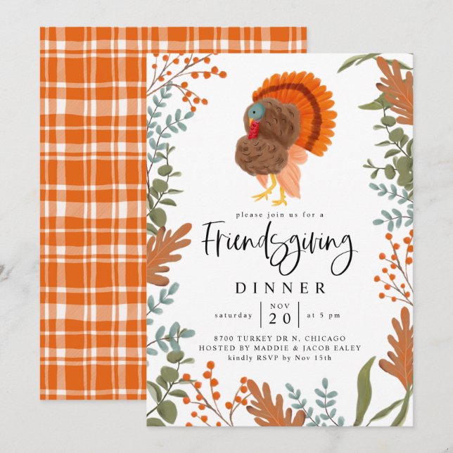Turkey Friendsgiving Dinner Party Invitation (Front/Back)