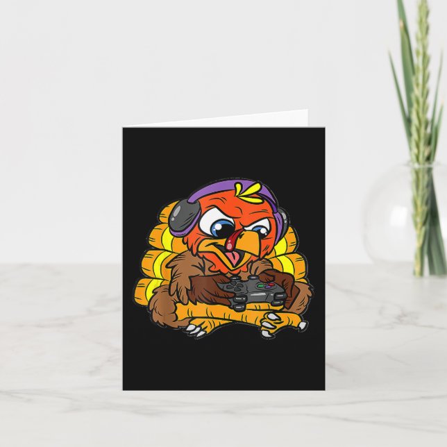 Turkey Gamer Funny Thanksgiving Cool Video Games G Card (Front)