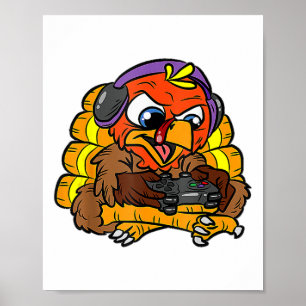 Turkey Gamer Funny Thanksgiving Cool Video Games G Poster