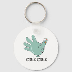 Turkey Glove Thanksgiving Gobble Nurse Thanksgivin Key Ring