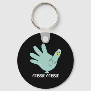 Turkey Gloves Gobble Thankful Nurse Thanksgiving 5 Key Ring