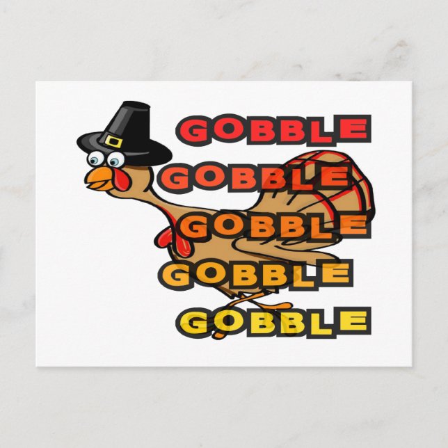 Turkey gobble thanksgiving dinner stuffing holiday postcard (Front)