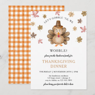 Turkey Gobble Wobble Thanksgiving Dinner Party Invitation