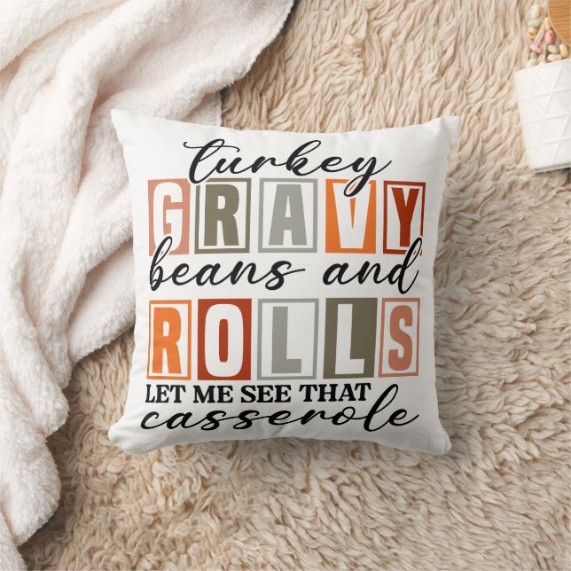 Turkey Gravy Beans And Rolls Casserole Funny  Cushion (Blanket)