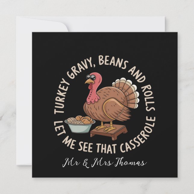 Turkey Gravy Beans and Rolls Casserole  Invitation (Front)