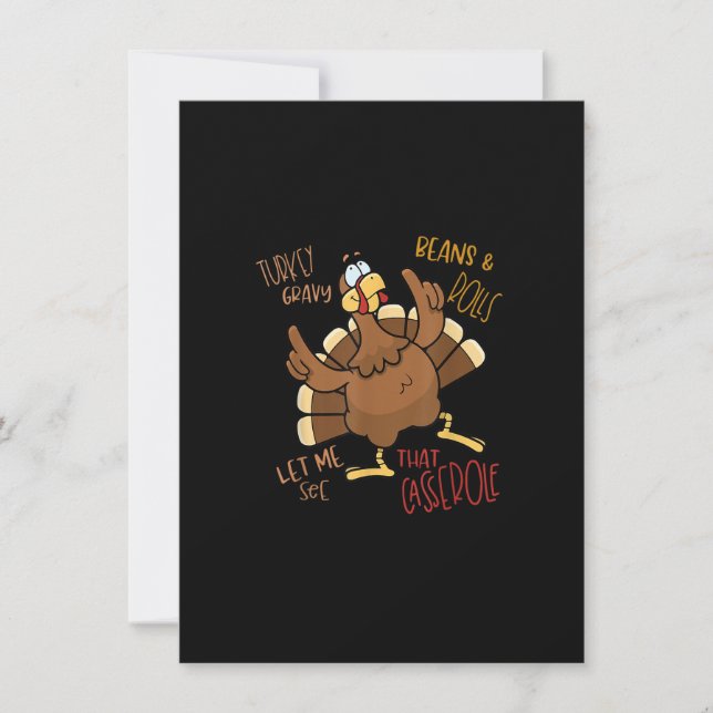 Turkey Gravy Beans And Rolls Casserole Turkey Than Invitation (Front)