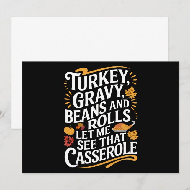 Turkey Gravy Beans And Rolls Let Me See Casserole Invitation (Front/Back)