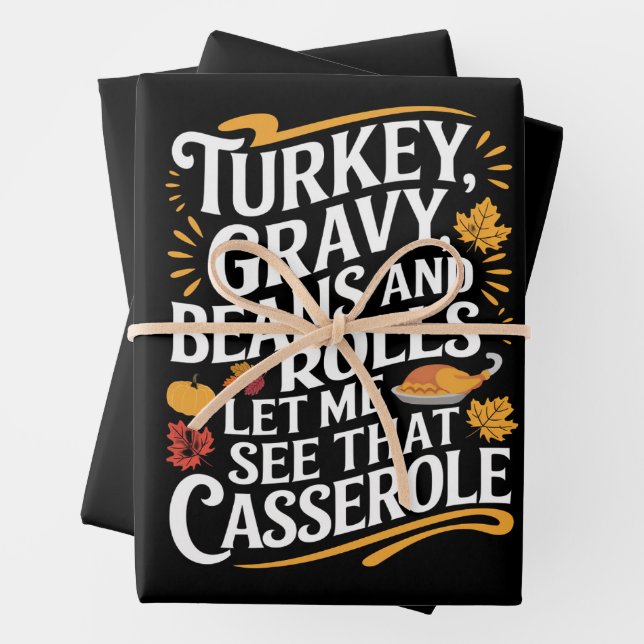 Turkey Gravy Beans And Rolls Let Me See Casserole Wrapping Paper Sheet (In situ)
