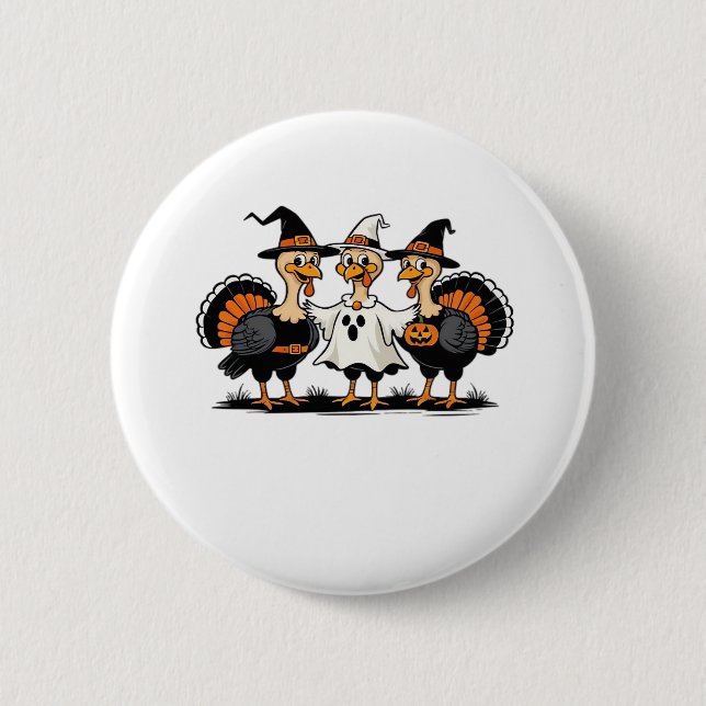 Turkey Halloween Boo, Thanksgiving Turkey, Spooky  6 Cm Round Badge (Front)