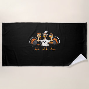 Turkey Halloween Boo, Thanksgiving Turkey, Spooky Beach Towel