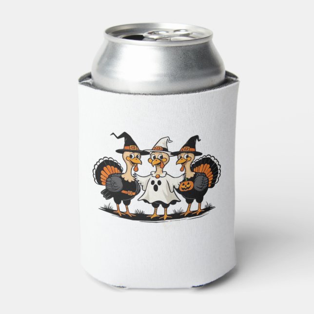 Turkey Halloween Boo, Thanksgiving Turkey, Spooky  Can Cooler (Can Front)
