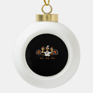 Turkey Halloween Boo, Thanksgiving Turkey, Spooky  Ceramic Ball Christmas Ornament