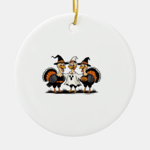 Turkey Halloween Boo, Thanksgiving Turkey, Spooky  Ceramic Tree Decoration