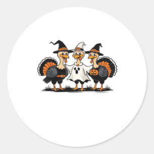 Turkey Halloween Boo, Thanksgiving Turkey, Spooky Classic Round Sticker