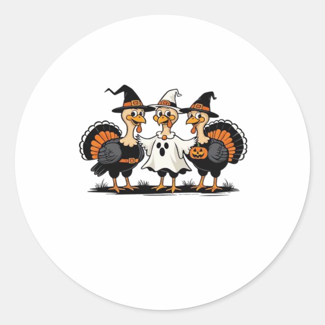 Turkey Halloween Boo, Thanksgiving Turkey, Spooky  Classic Round Sticker (Front)