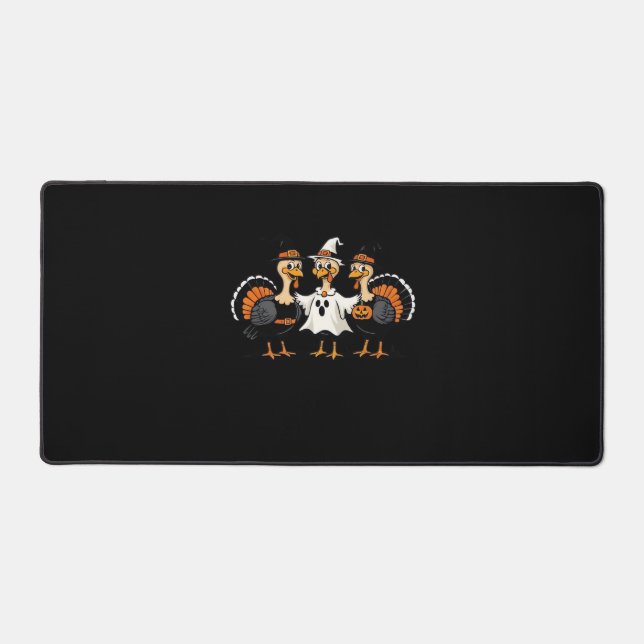 Turkey Halloween Boo, Thanksgiving Turkey, Spooky  Desk Mat (Front)