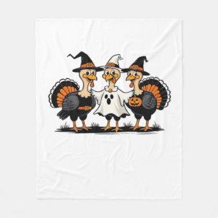 Turkey Halloween Boo, Thanksgiving Turkey, Spooky  Fleece Blanket