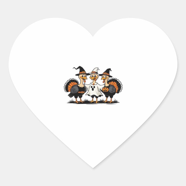 Turkey Halloween Boo, Thanksgiving Turkey, Spooky  Heart Sticker (Front)