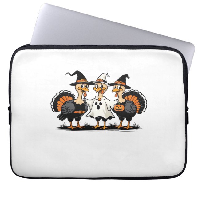 Turkey Halloween Boo, Thanksgiving Turkey, Spooky  Laptop Sleeve (Front)