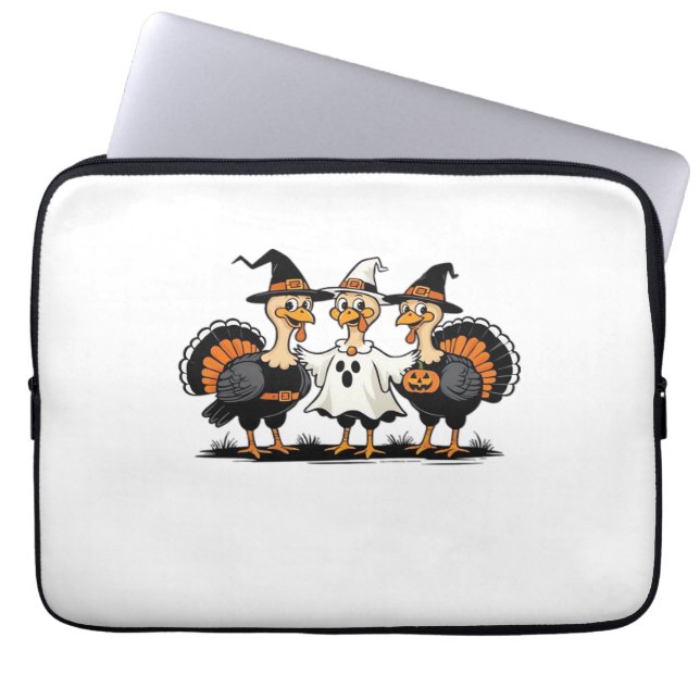 Turkey Halloween Boo, Thanksgiving Turkey, Spooky  Laptop Sleeve (Front)