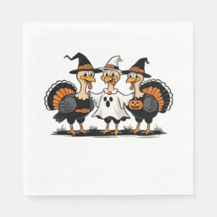 Turkey Halloween Boo, Thanksgiving Turkey, Spooky Napkin