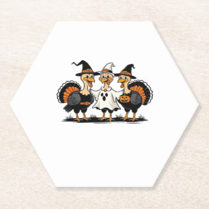 Turkey Halloween Boo, Thanksgiving Turkey, Spooky  Paper Coaster
