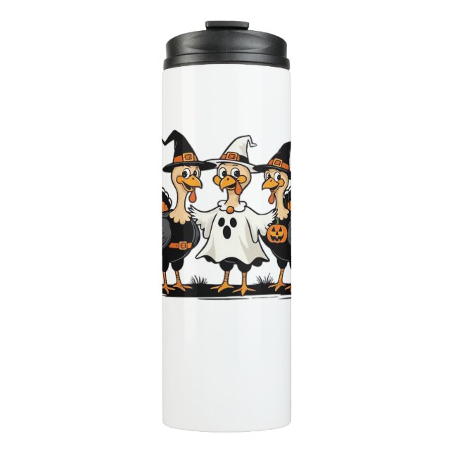 Turkey Halloween Boo, Thanksgiving Turkey, Spooky  Thermal Tumbler (Front)