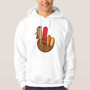 Turkey Hand Peace Sign Groovy Thanksgiving Retro H Hoodie
