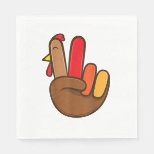 Turkey Hand Peace Sign Groovy Thanksgiving Retro H Napkin