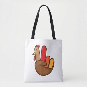 Turkey Hand Peace Sign Groovy Thanksgiving Retro H Tote Bag