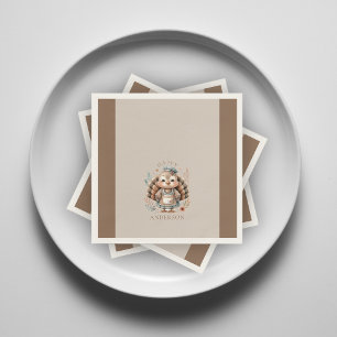 Turkey Happy Personalised Brown Napkin
