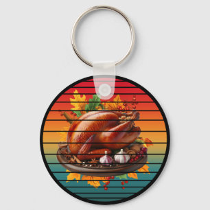 Turkey happy thanksgiving day fall season autumn key ring