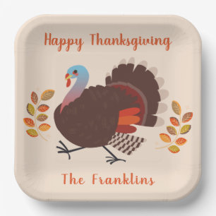 Turkey Happy Thanksgiving Paper Plate