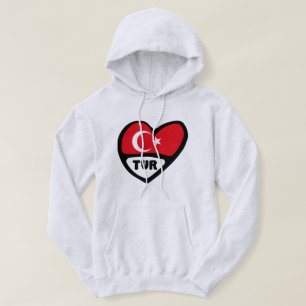 Turkey Heart Flag TUR Country Code Hoodie