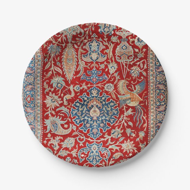 Turkey Hereke Royal Red Blue Blues  Paper Plate (Front)