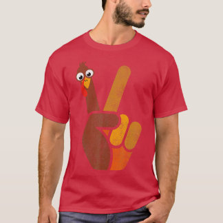 Turkey Hippie Peace Sign Fall Funny Thanksgiving T-Shirt