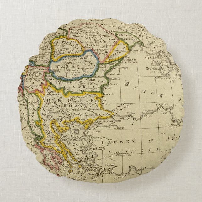 Turkey, Hungary Round Cushion (Front)