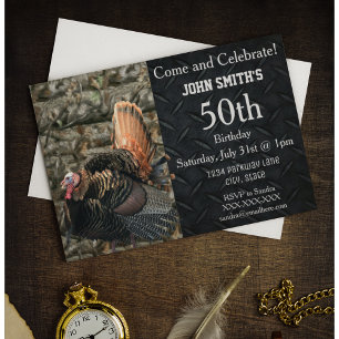 Turkey Hunting Men's Camo Birthday Invitations