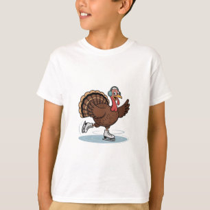 Turkey Ice Skating Thanksgiving Gobbler T-Shirt